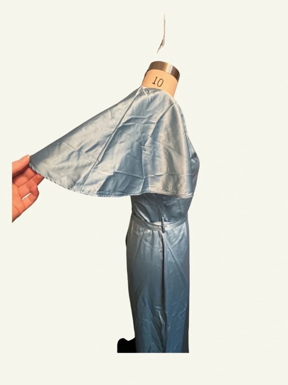 VENUS Satin V‑Neck Short Sleeve Jumpsuit in Light Blue - Picture 4 of 5